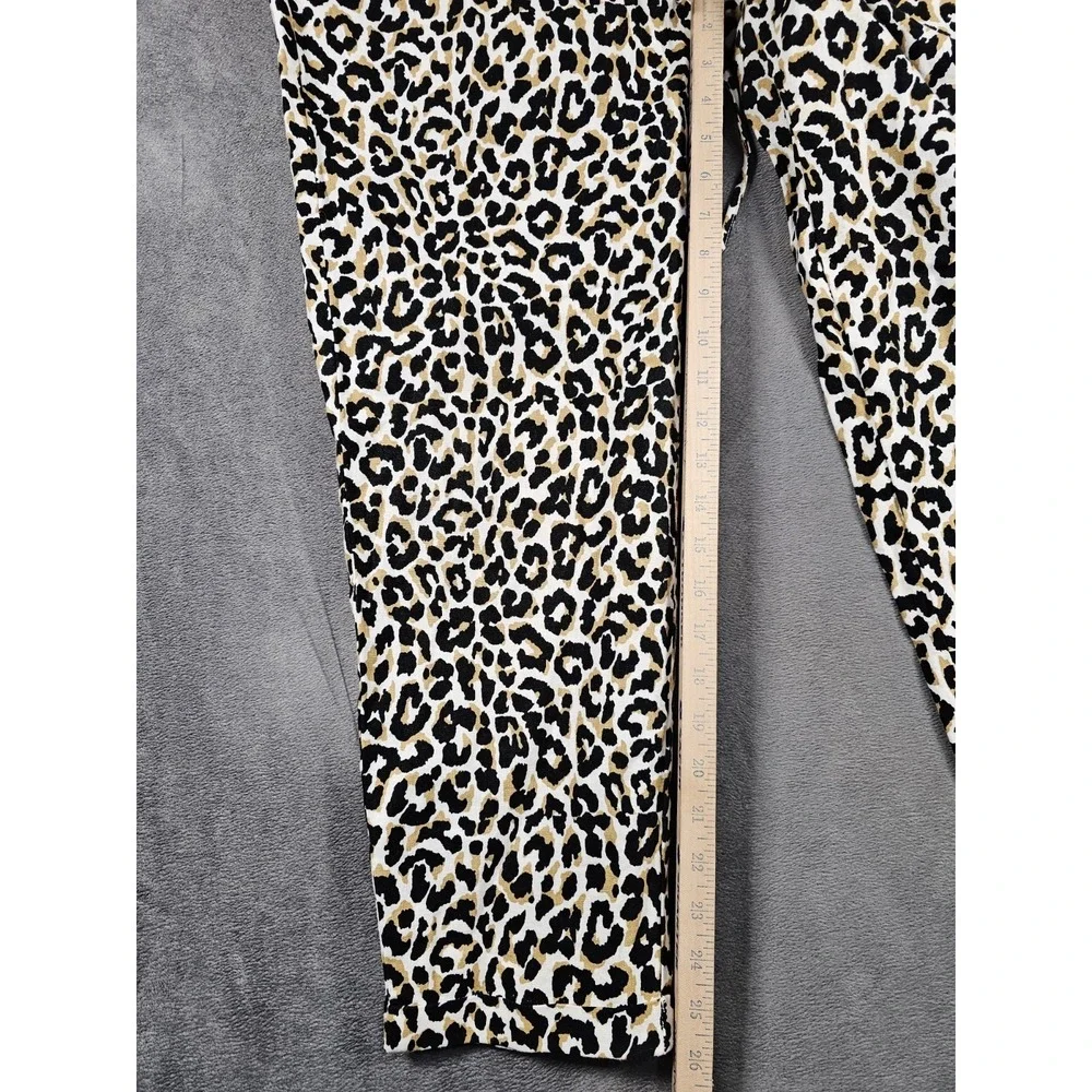 J.Crew Womens‎ Leopard Print Joggers 10 Linen Cotton Drawstring Casual Lounge
